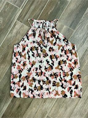 Nine West Pink Multi Halter Neck Shell Top, Size L